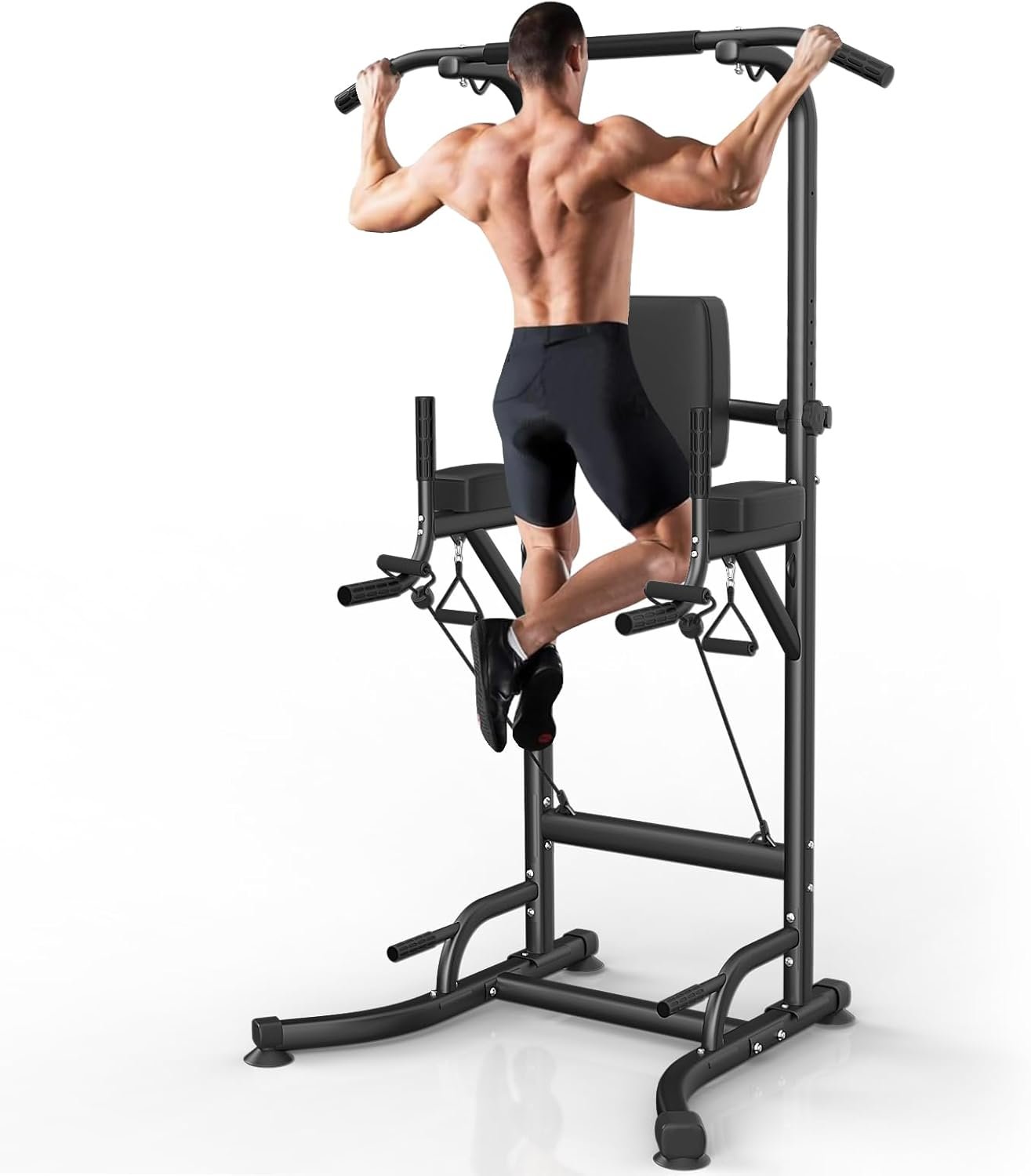 Power Tower Dip Station Pull Up Bar, Adjustable Height Multi-Function Power Tower, Push Up Workout Abdominal Exercise for Home Gym Strength Training Fitness Workout Equipment